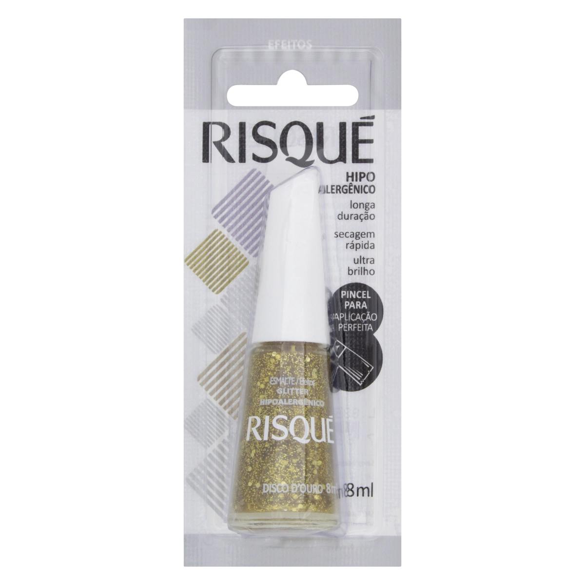 Esmalte Glitter Disco Douro Risqué Efeitos Blister 8ml