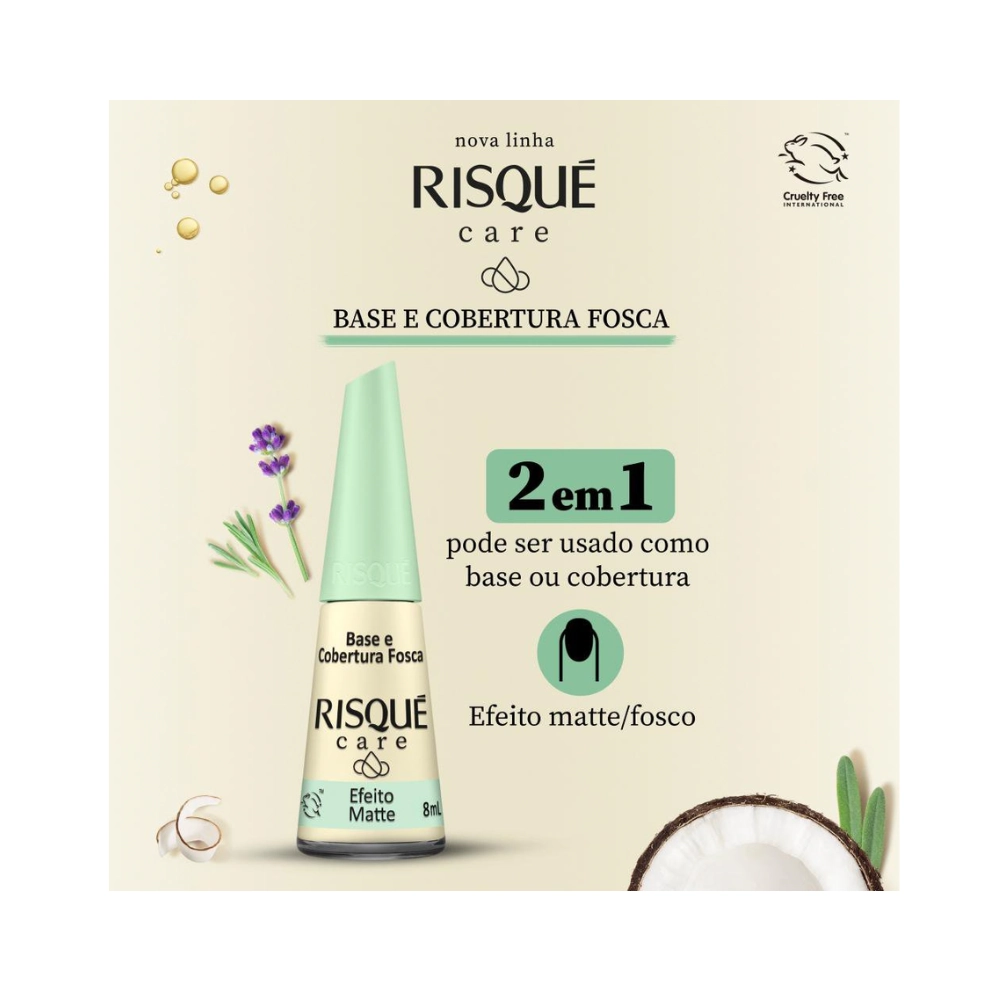 Esmalte Base E Cobertura Fosca Risqué Care Blister 8ml