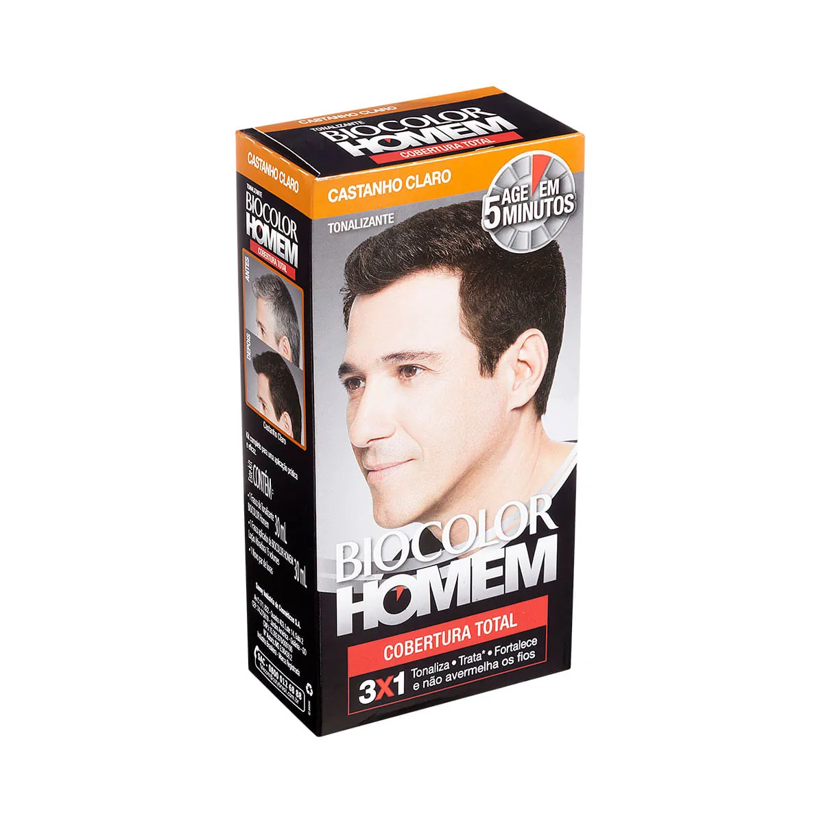 Kit tintura castanho claro Biocolor Homem