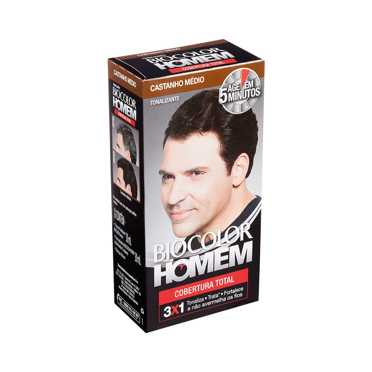 Kit tintura castanho médio Biocolor Homem