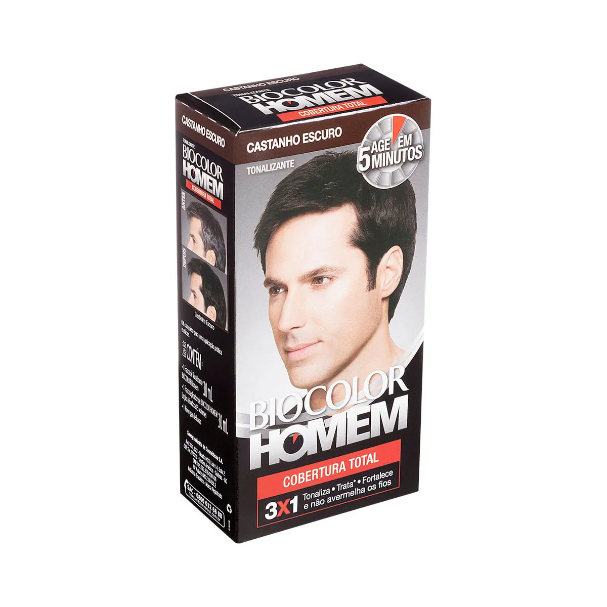 Kit tintura castanho escuro Biocolor Homem