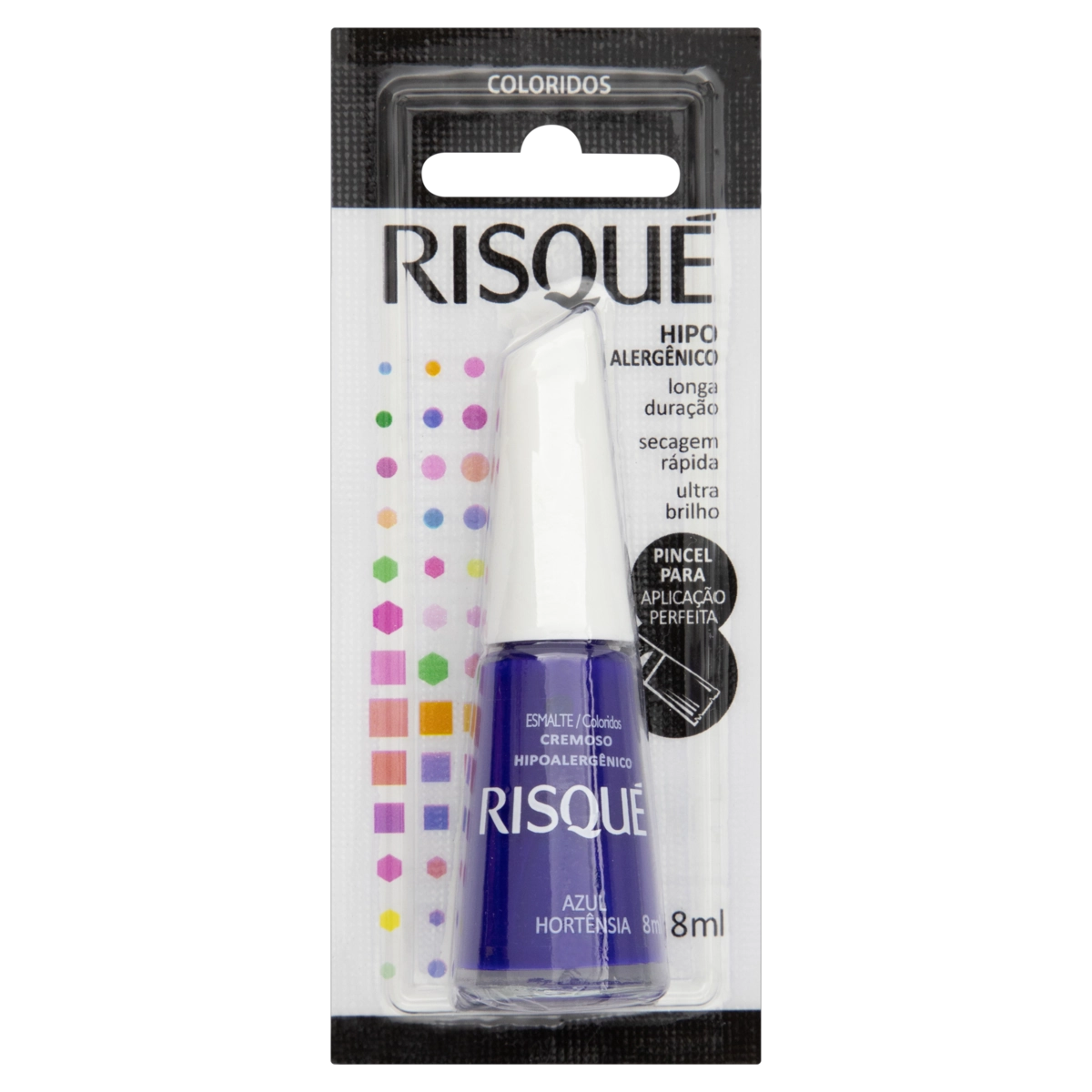 Esmalte Cremoso Azul Hortênsia Risqué Coloridos Blister 8ml