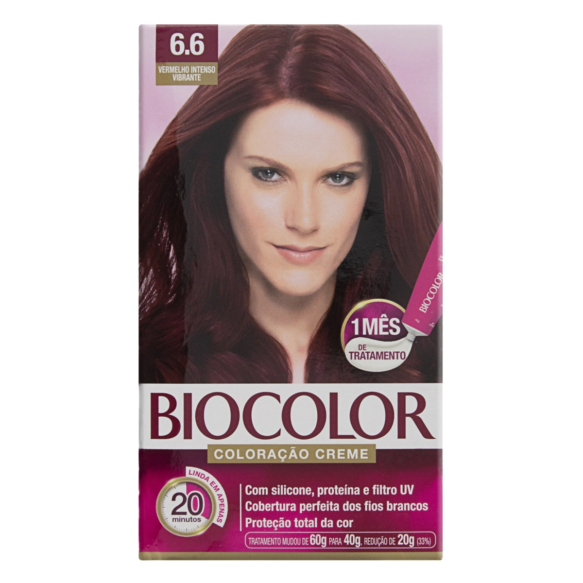 Kit Coloração Creme 6.6 Vermelho Intenso Vibrante Biocolor