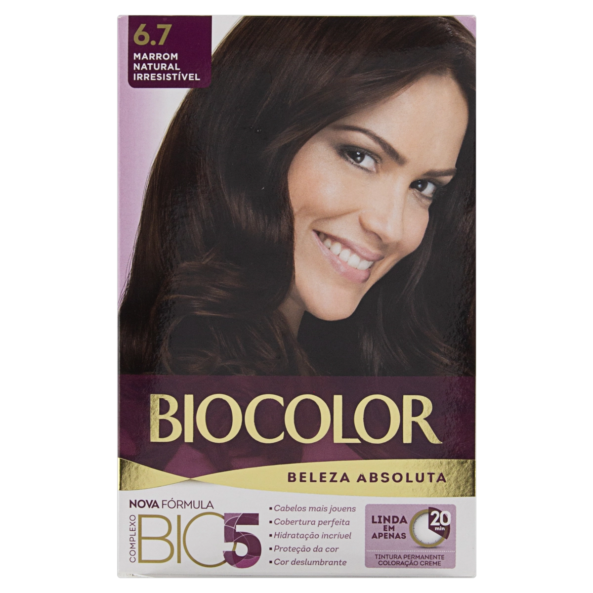 Kit Tintura Creme 6.7 Marrom Natural Irresistível Biocolor Beleza Absoluta