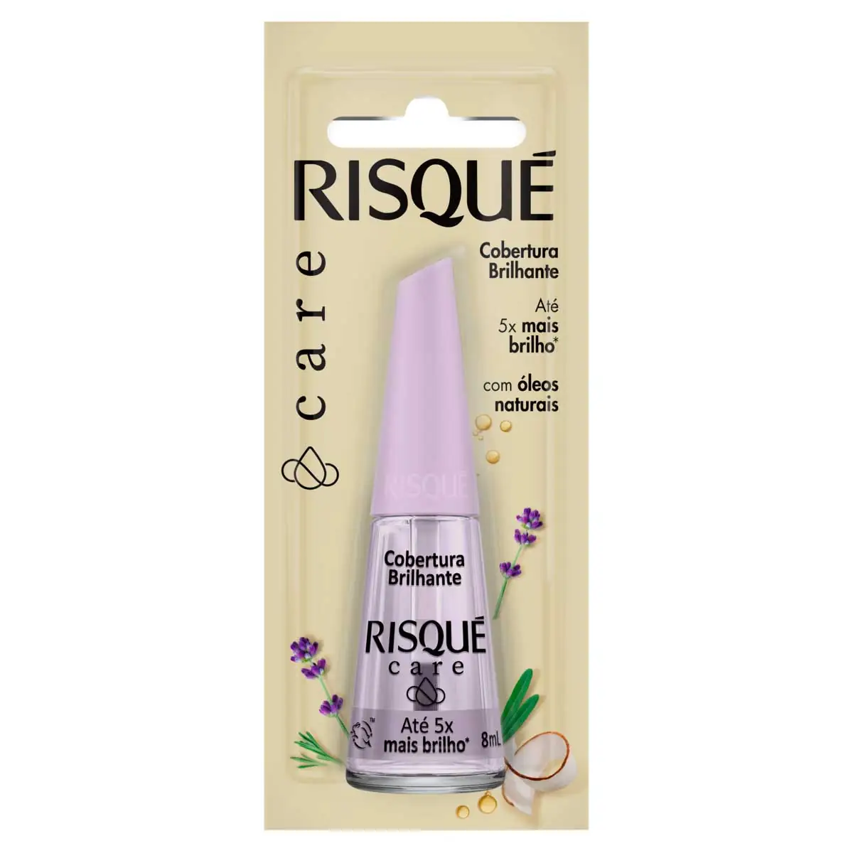 Esmalte Cobertura Brilhante com Óleos Naturais Risqué Care Blister 8ml