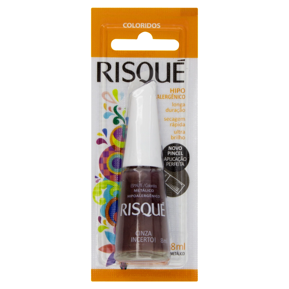 Esmalte Metálico Cinza Incerto Risqué Coloridos Blister 8ml