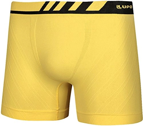 Lupo Liberdade Mens Seamless Microfiber Boxer Brief Underwear, Light Gold Large