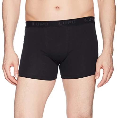 Lupo Men S Essential Stretch Cotton Boxer Brief Underwear, Black, Large