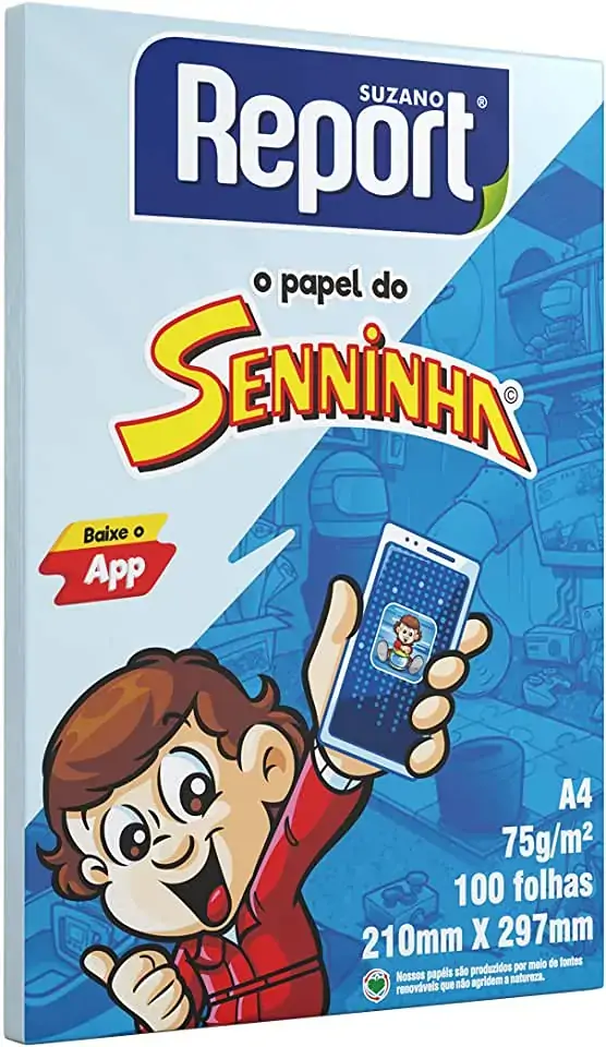 Papel Sulfite Azul Senninha Suzano Report A4 100 Folhas