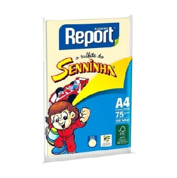 Papel Sulfite Amarelo Senninha Suzano Report A4 100 Folhas