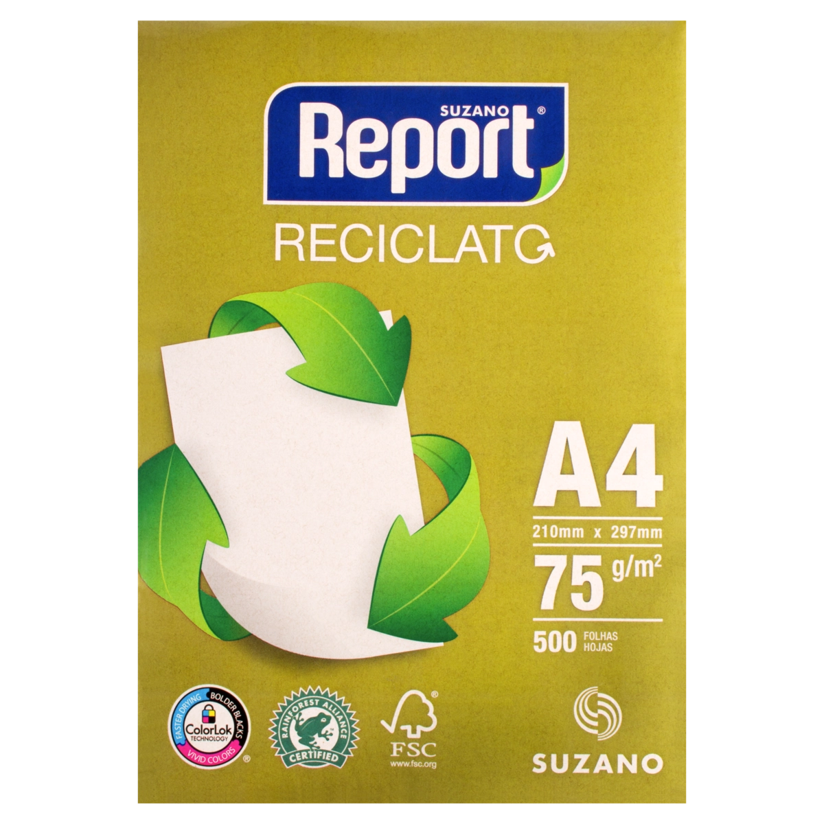 Papel Sulfite Reciclado Suzano Report A4 500 Folhas