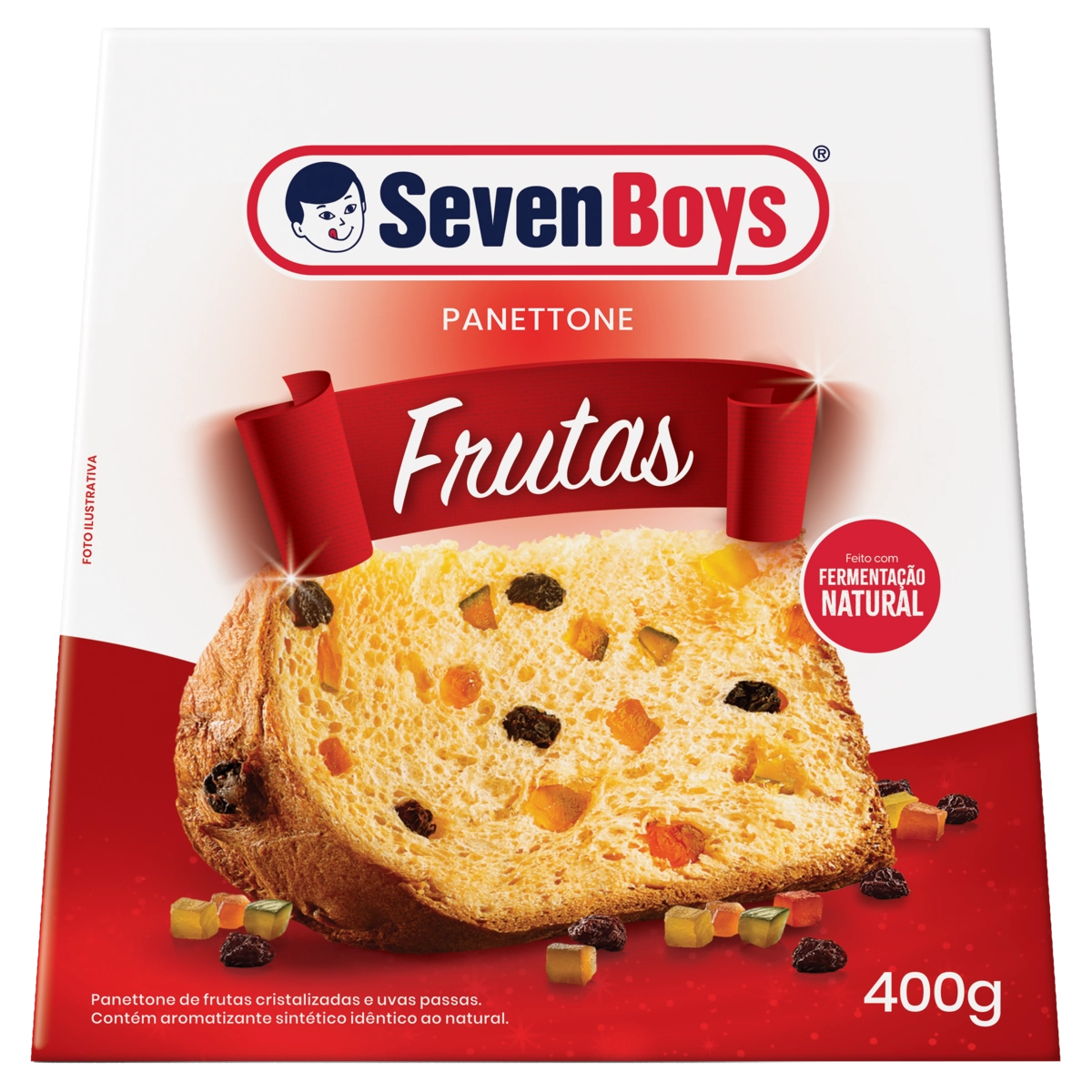Panettone Com Frutas Cristalizadas E Uvas Passas Seven Boys Caixa 400g