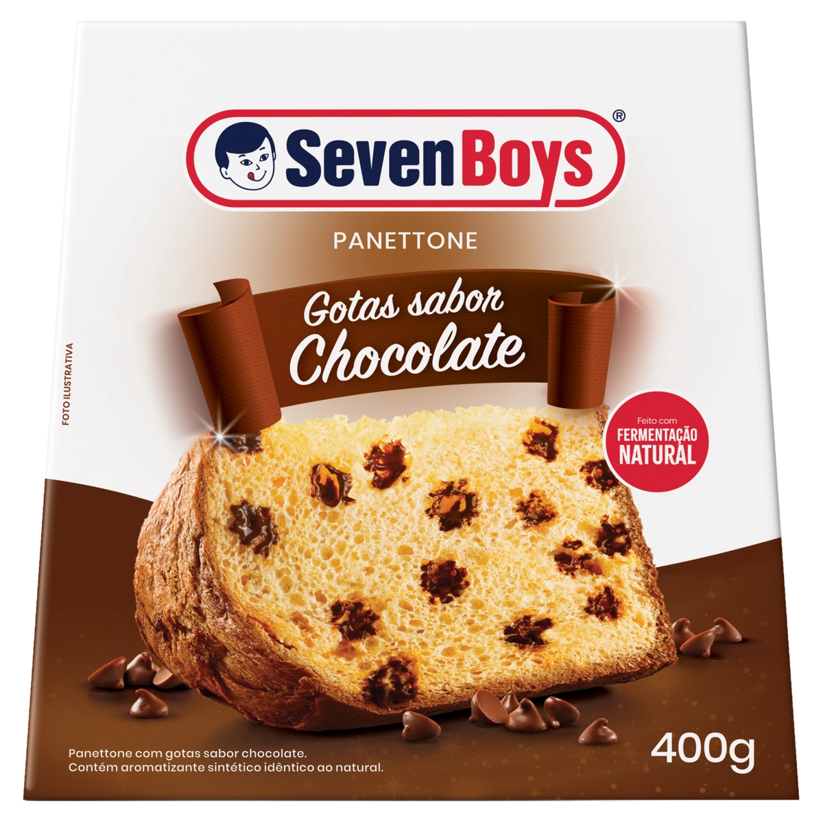 Panettone Com Gotas De Chocolate Seven Boys Caixa 400g