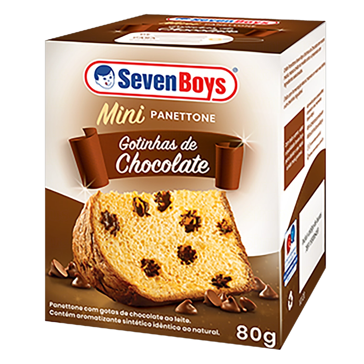 Mini Panettone Com Gotas De Chocolate Seven Boys Caixa 80g