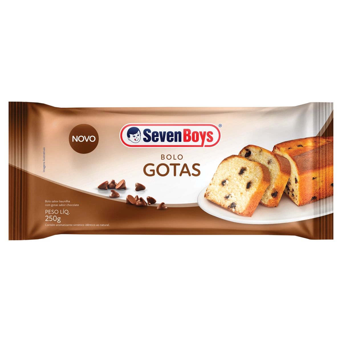 Bolo Baunilha com Gotas de Chocolate Seven Boys 250g