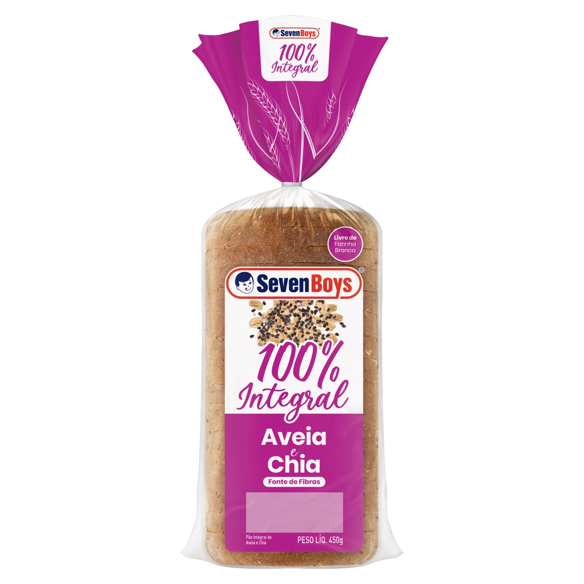 Pão Integral Aveia E Chia Seven Boys Pacote 450g