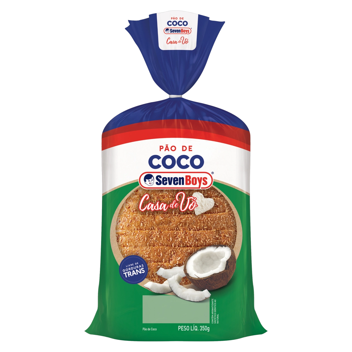 Pão Coco Seven Boys Casa De Vó Pacote 350g