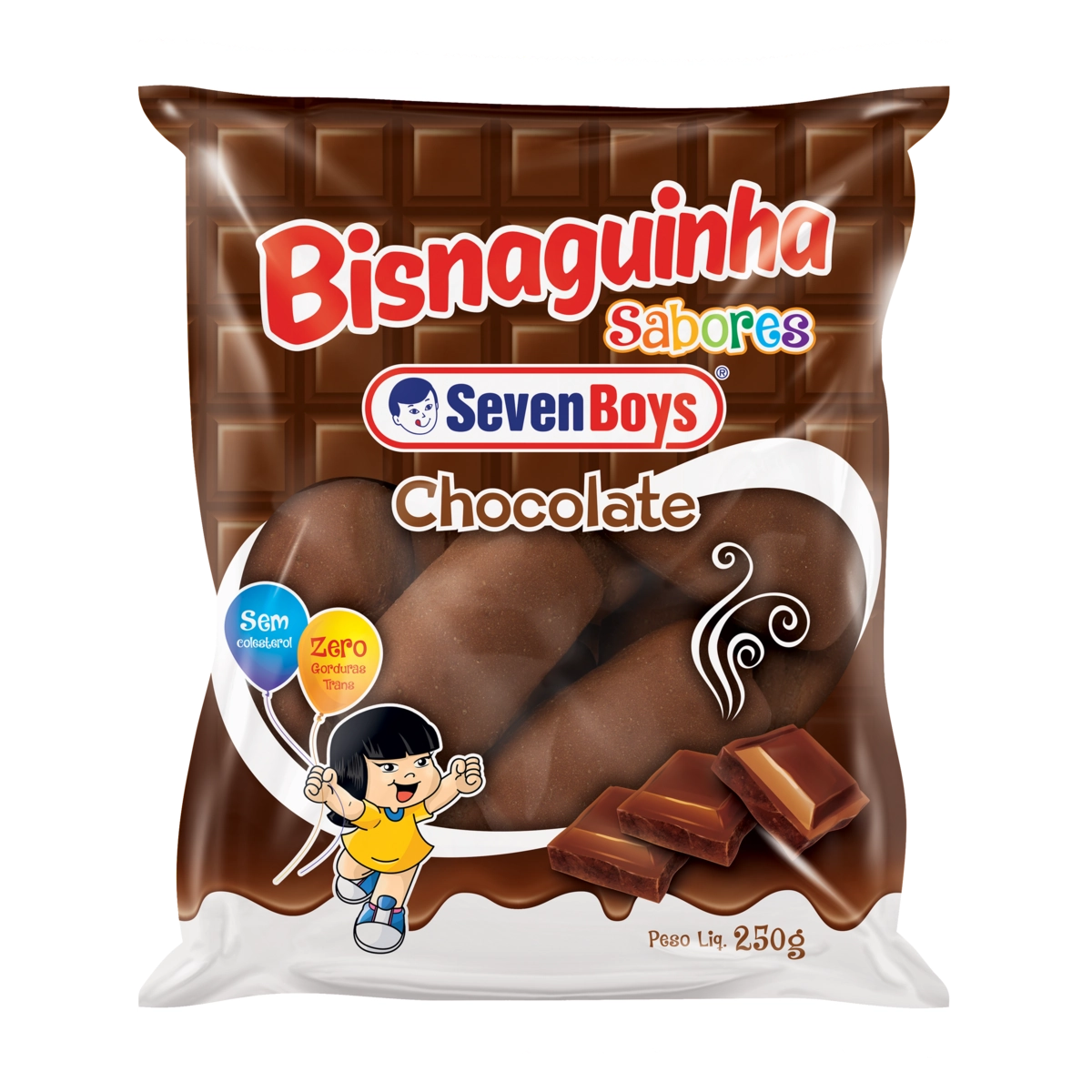 Pão Bisnaguinha Chocolate Seven Boys Sabores Pacote 250g