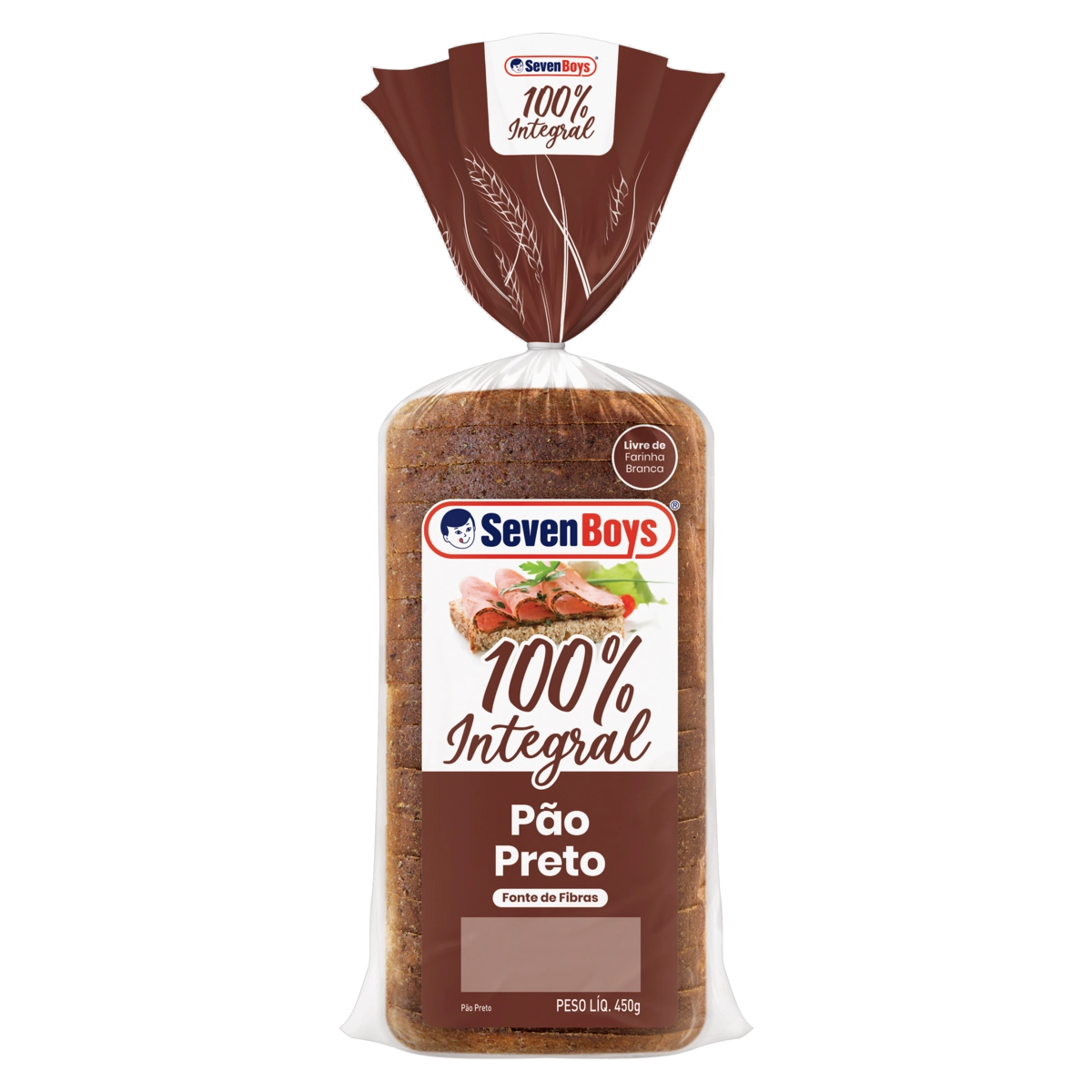 Pão Preto Integral Seven Boys Pacote 450g