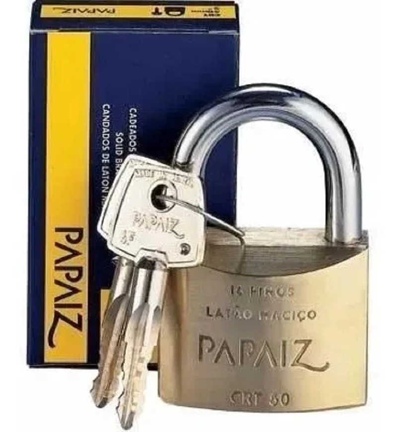 Cadeado Papaiz 16 pinos 60mm Chave Tetra 2 Chaves Crt60
