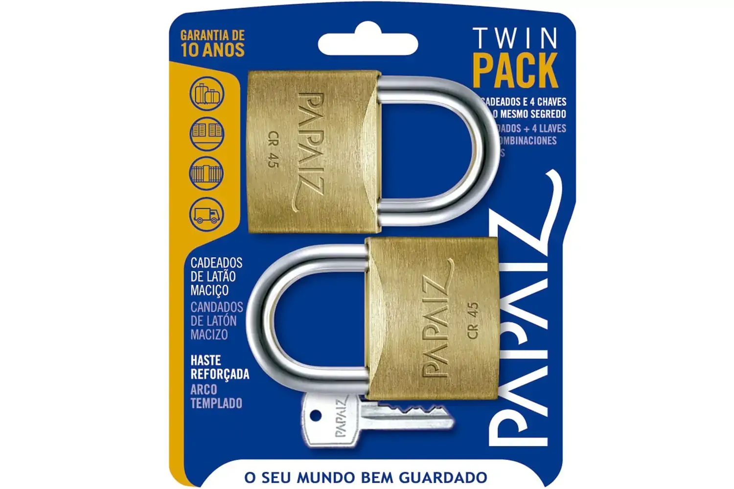 Jogo de Cadeado em Latão Twin Pack 45mm com 2 Peças
