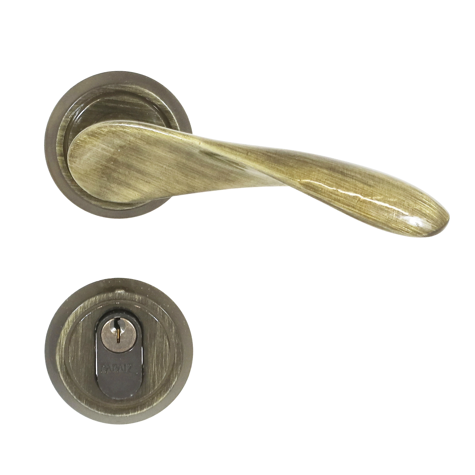 Fechadura para Porta de Entrada Antique 55mm Comum com Roseta Wave Papaiz