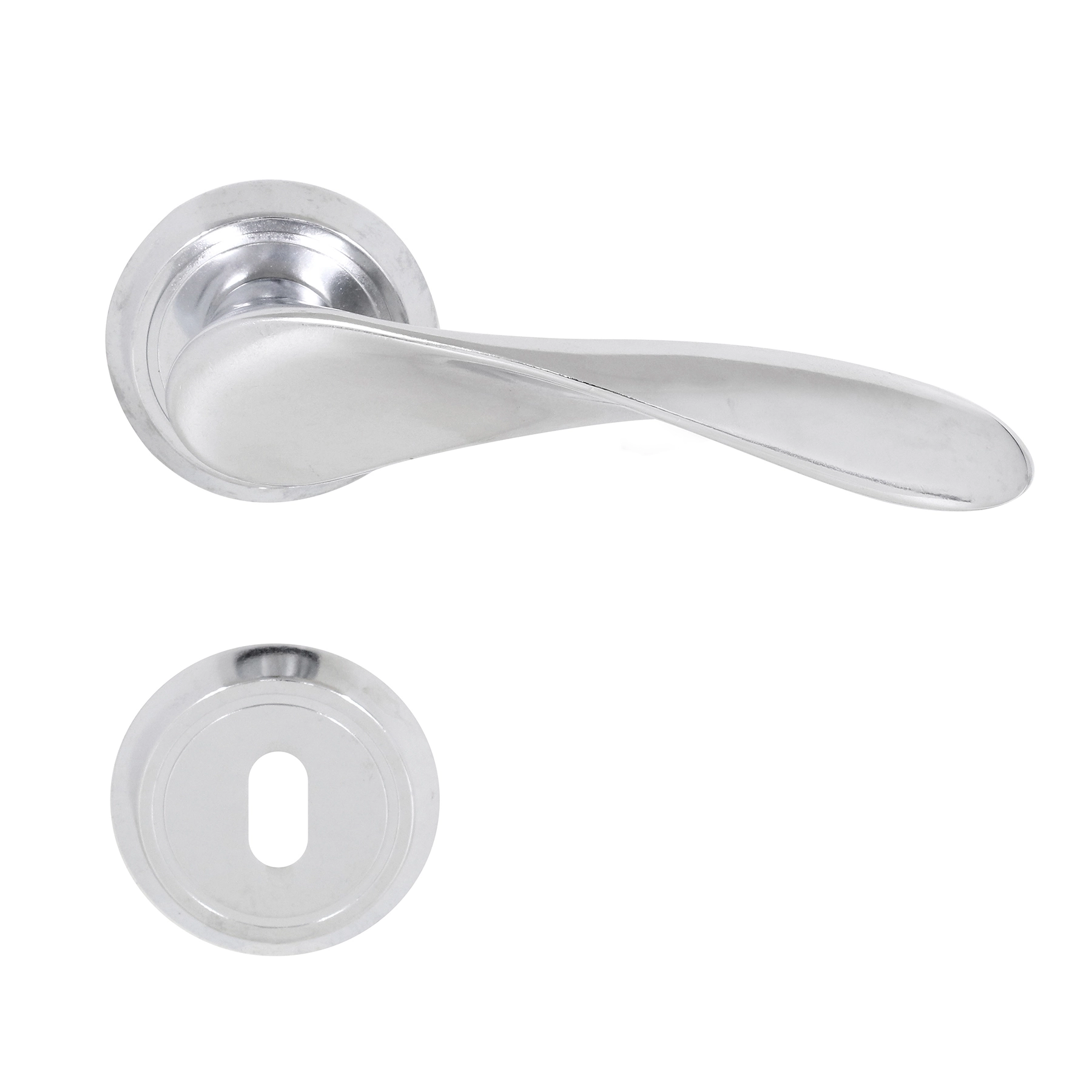 Fechadura para Porta Interna Cromado 55mm Comum com Roseta Wave Papaiz