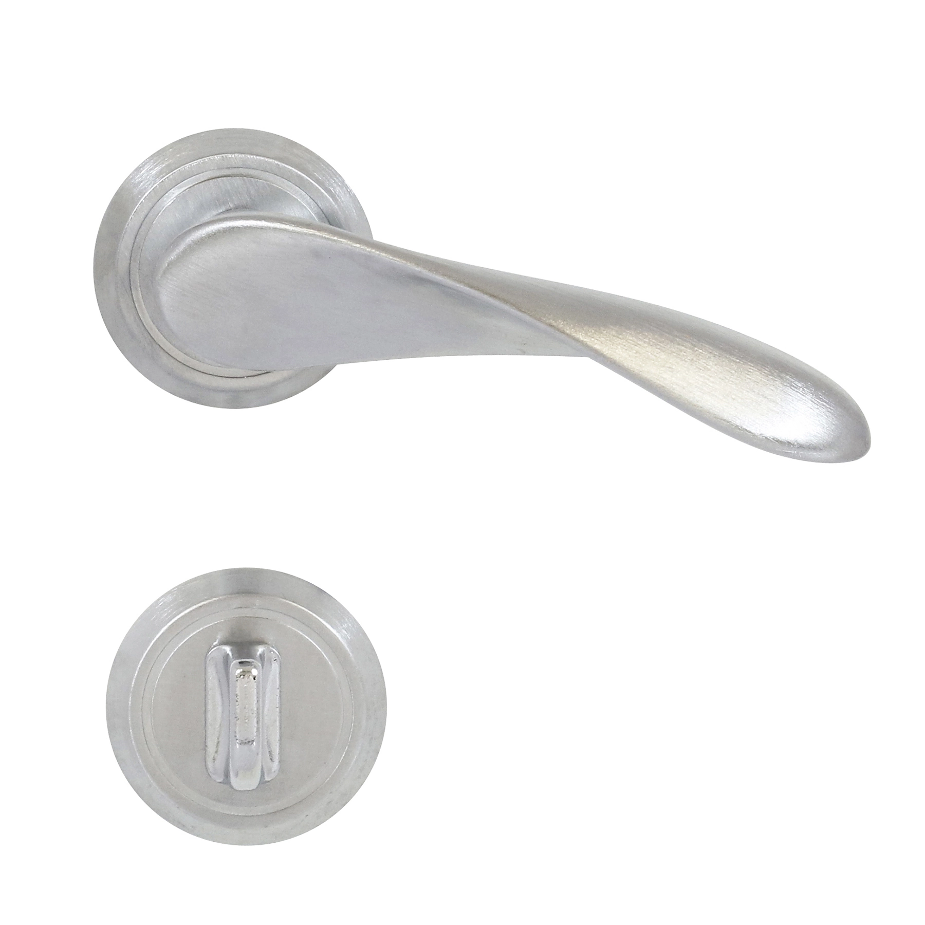 Fechadura para Porta de Banheiro Cromado 55mm Comum com Roseta Wave Papaiz
