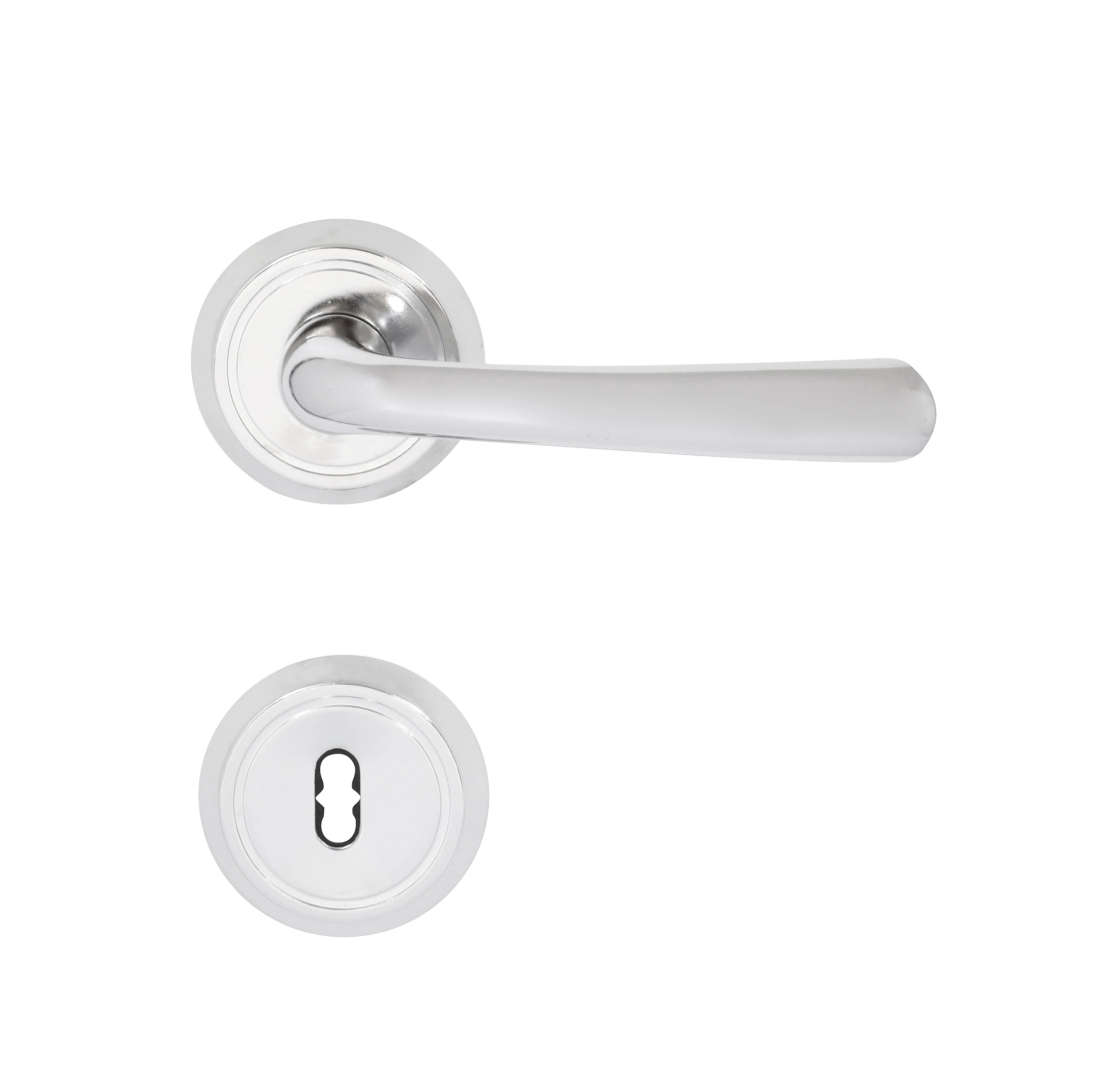 Fechadura para Porta Interna Cromado 55mm Comum com Roseta Slim Papaiz