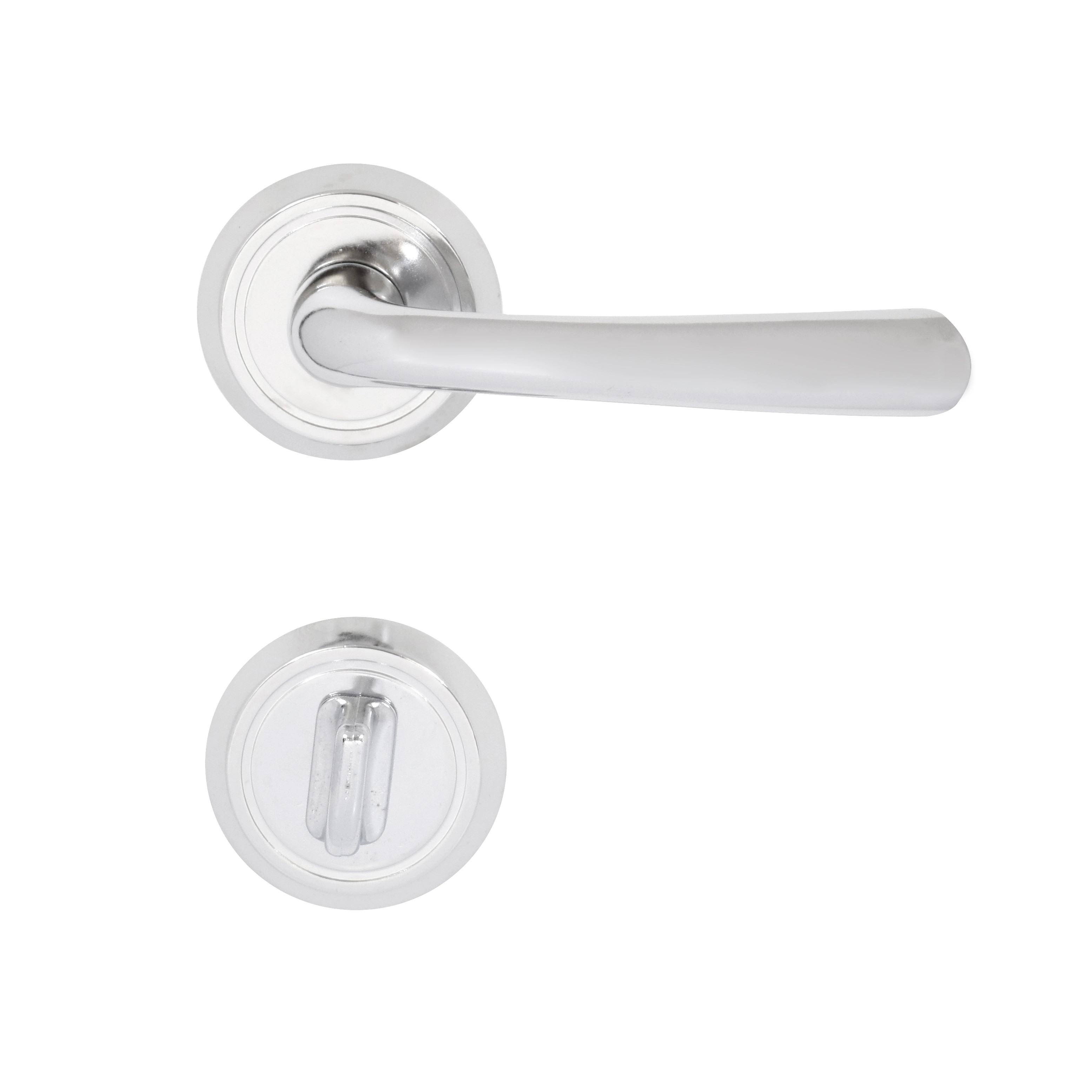 Fechadura para Porta de Banheiro Cromado 55mm Comum com Roseta Slim Papaiz