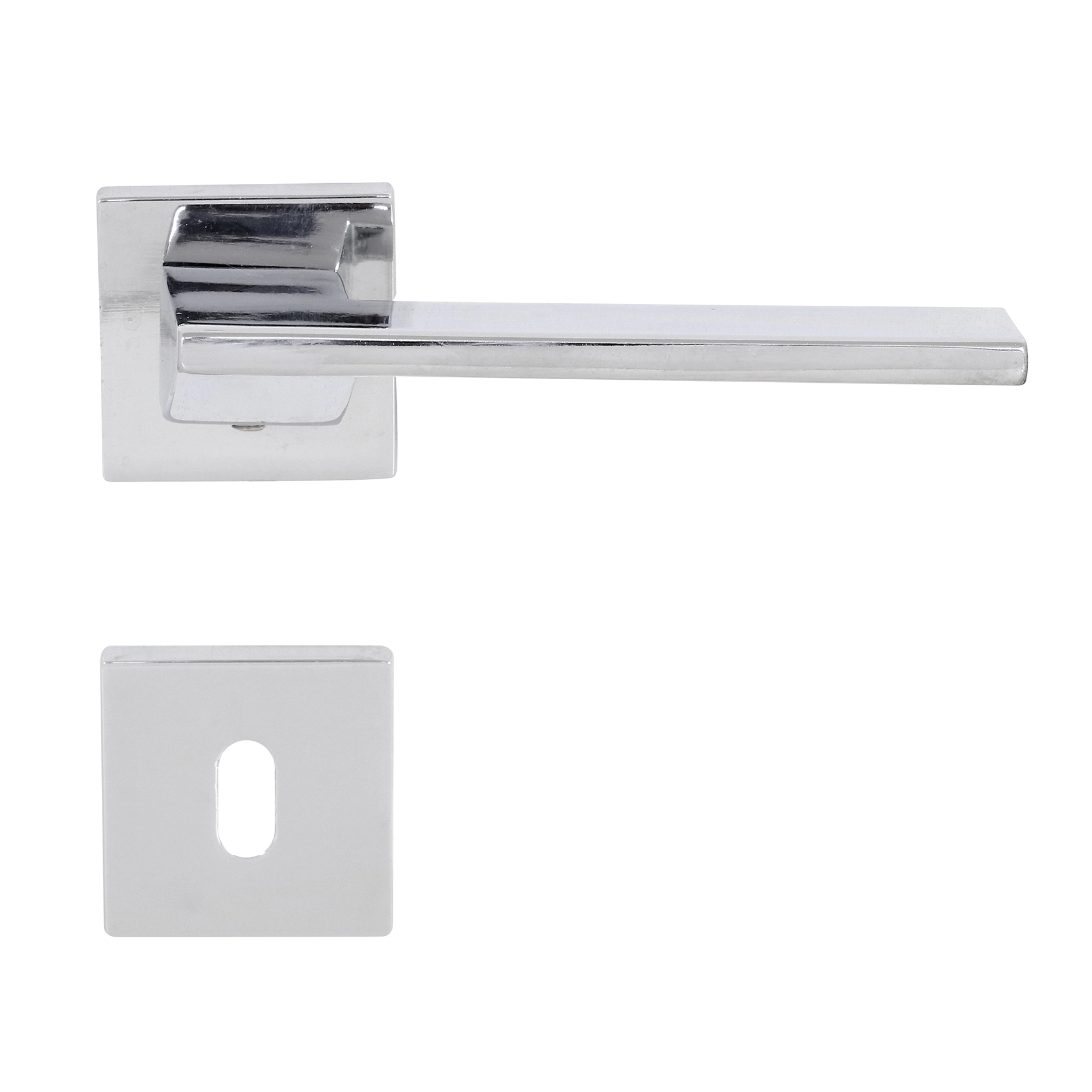 Fechadura para Porta Interna Cromado 55mm Comum com Roseta Squadro Papaiz