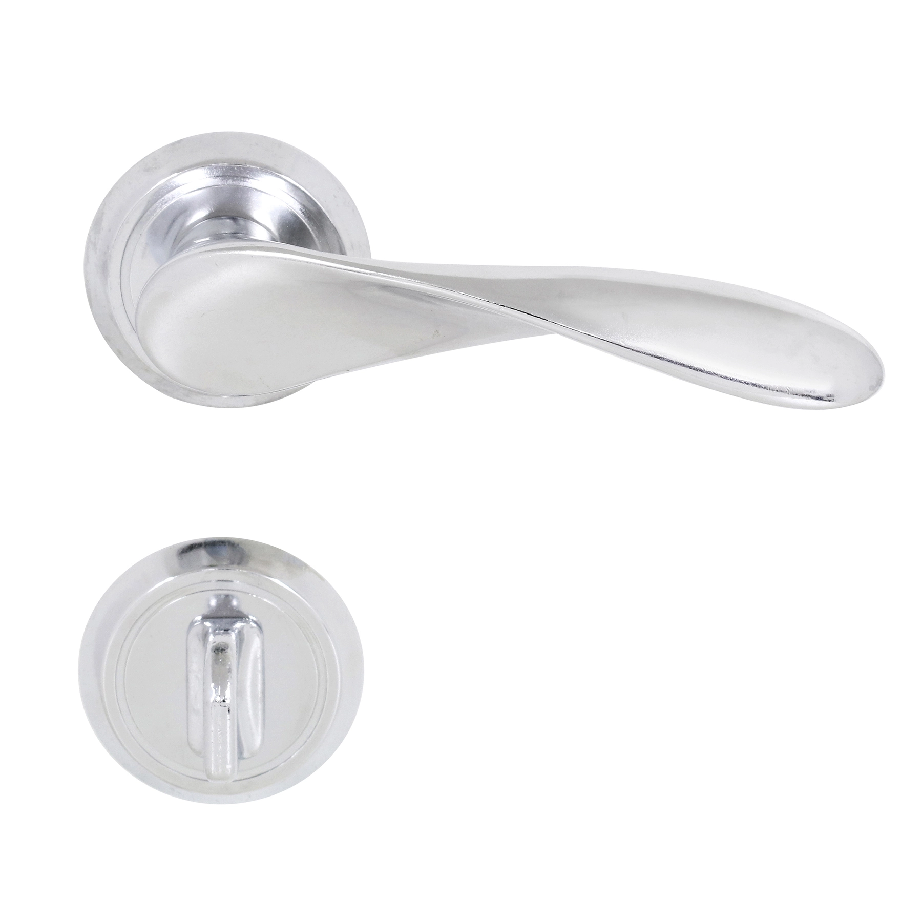 Fechadura para Porta de Banheiro Acetinado 55mm Comum com Roseta Wave Papaiz