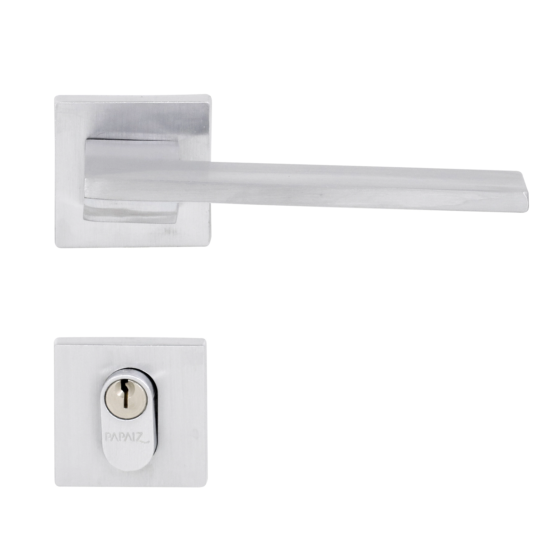 Fechadura para Porta de Entrada Acetinado 55mm Comum com Roseta Squadro Papaiz