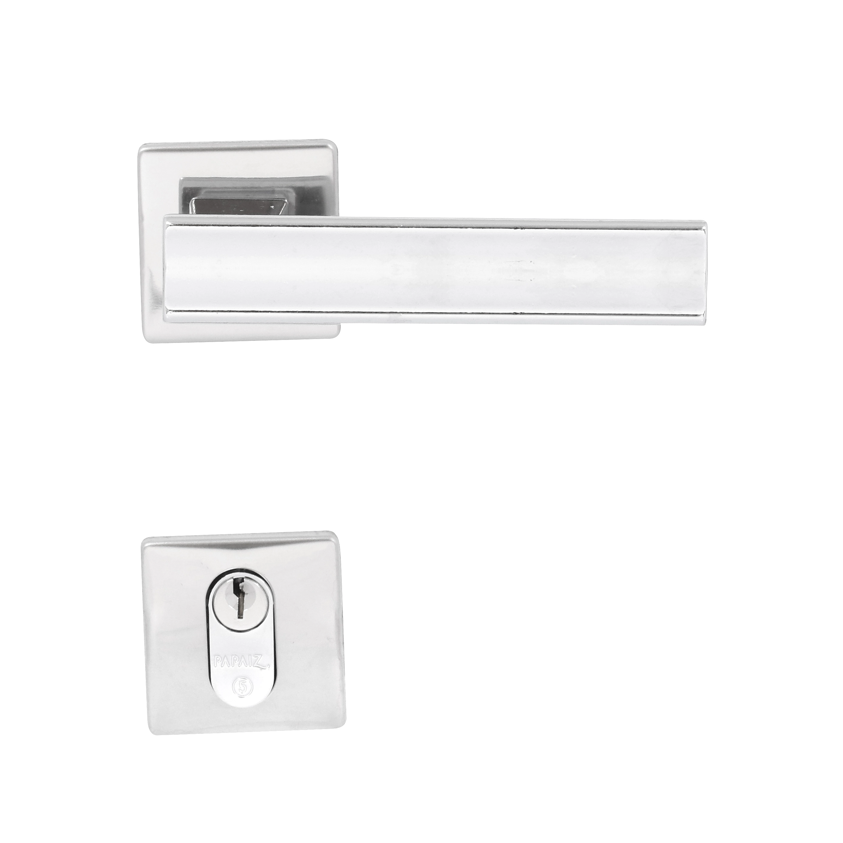 Fechadura para Porta de Entrada Cromado 40mm Comum com Roseta Bambino Papaiz