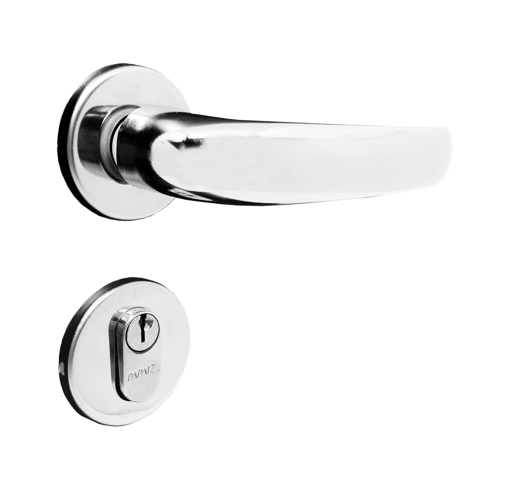 Fechadura para Porta de Entrada Cromado 40mm Comum com Roseta MZ820CR Papaiz