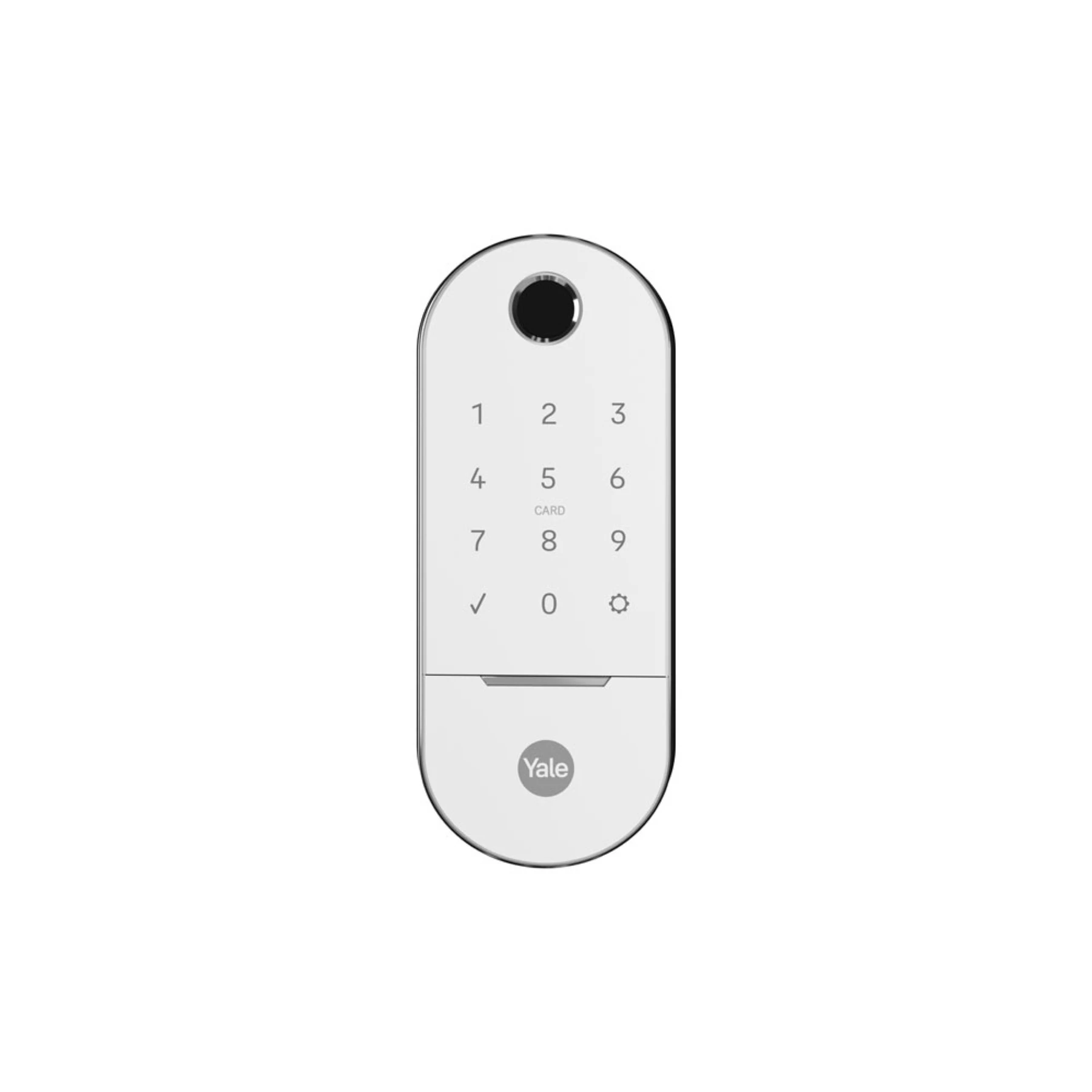 Fechadura Digital Yale Lia IP55 Branca Cromada de Embutir com Biometria, Senha, Cartão e Chave