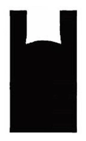 Sacola Plastica Alça Camiseta Preta Grande 50x70 C/100un