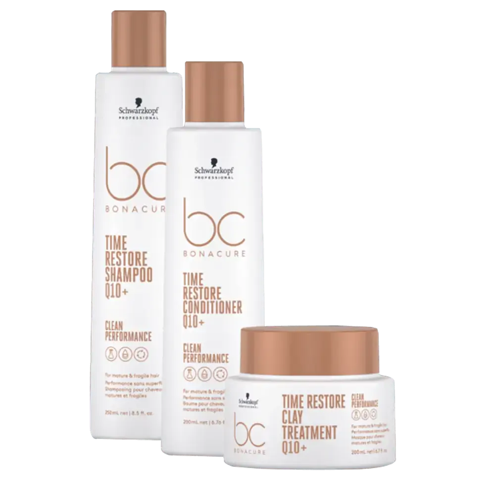 Schwarzkopf Bc Kit Time Restore Q10 + Shampoo 250ml + Condicionador 200ml + Máscara 200ml