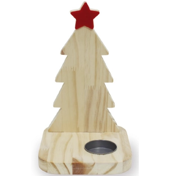 Porta Vela Arvore De Natal Madeira 22cm