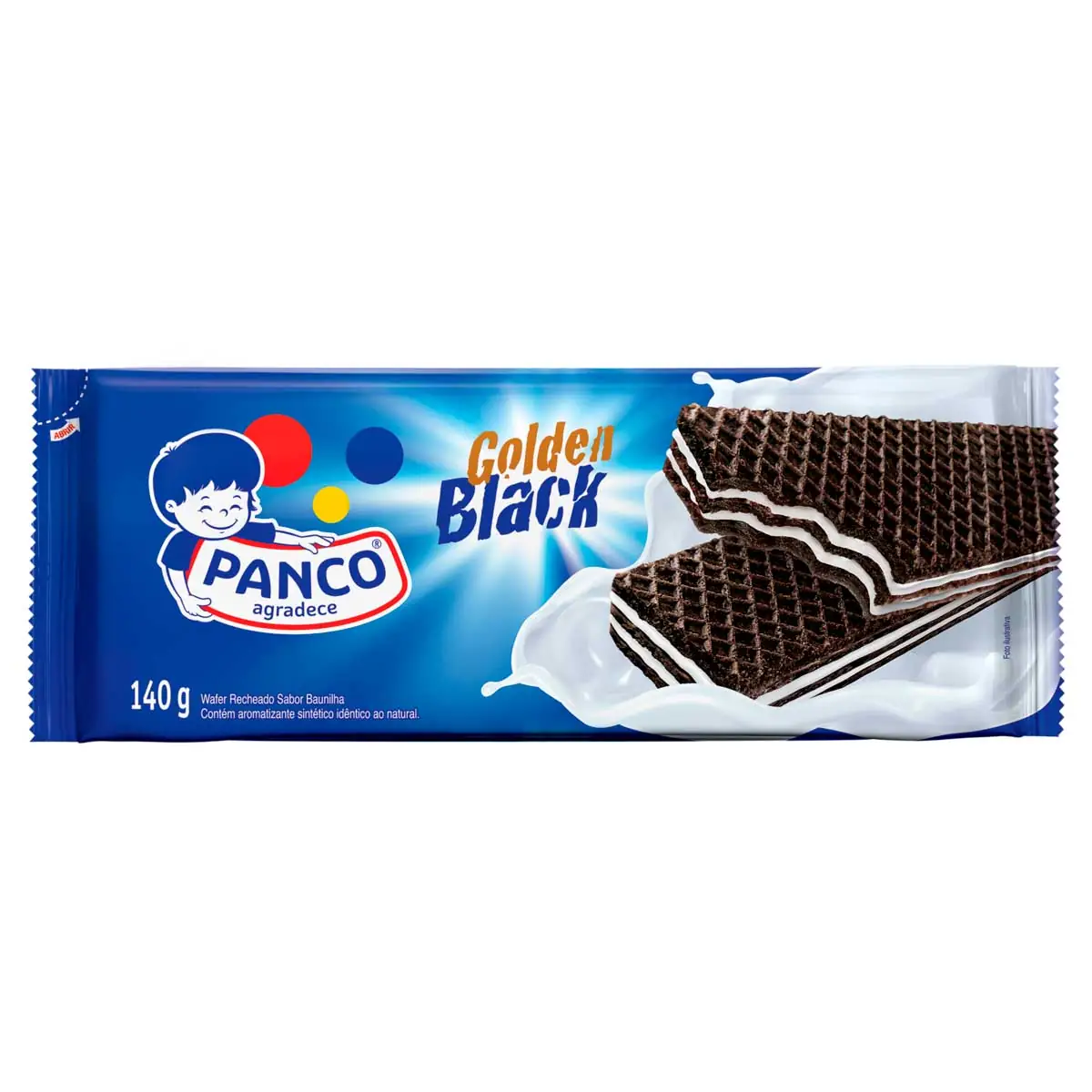 Biscoito Wafer Recheio Baunilha Panco Golden Black Pacote 140g