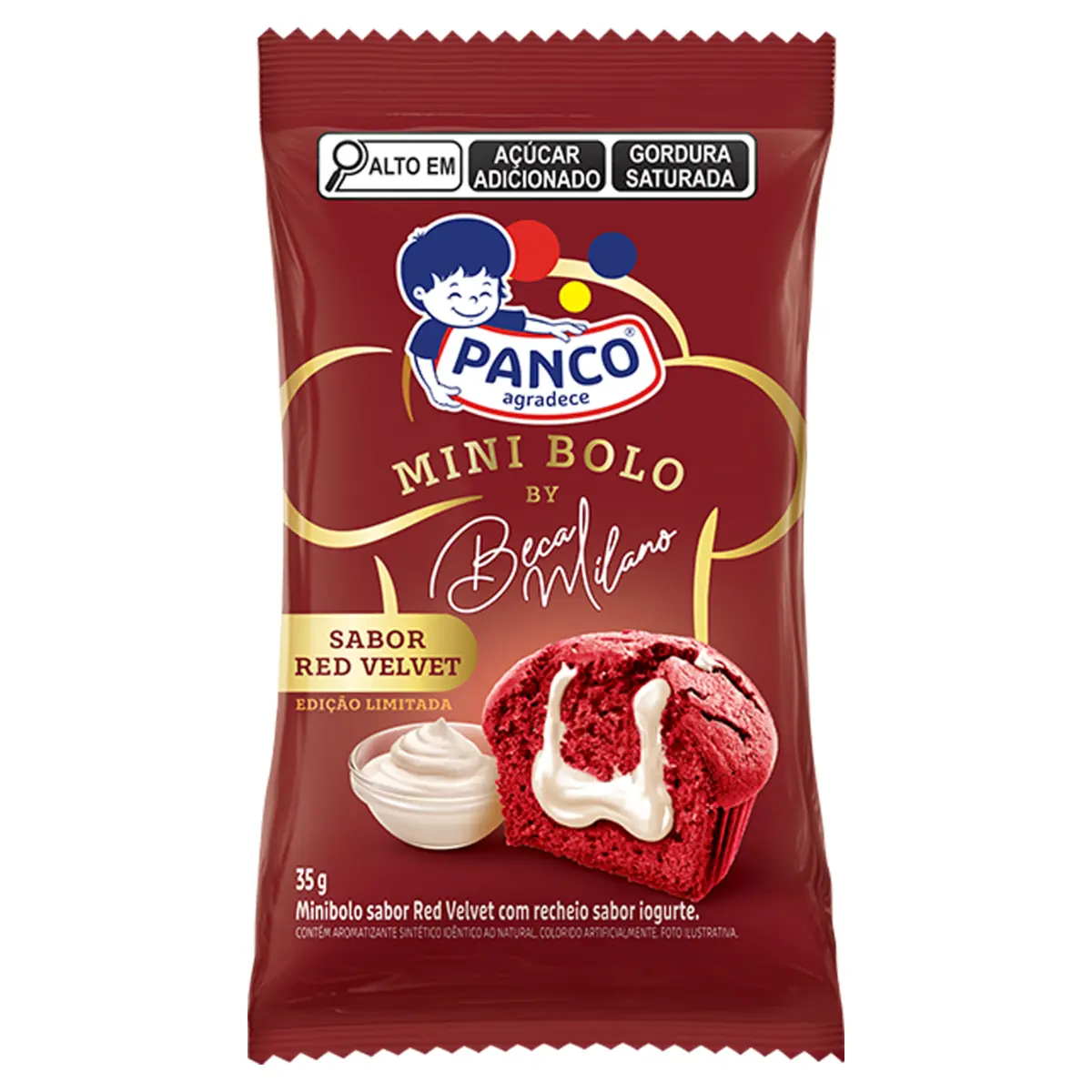 Minibolo Red Velvet Recheio Iogurte Panco Pacote 35g
