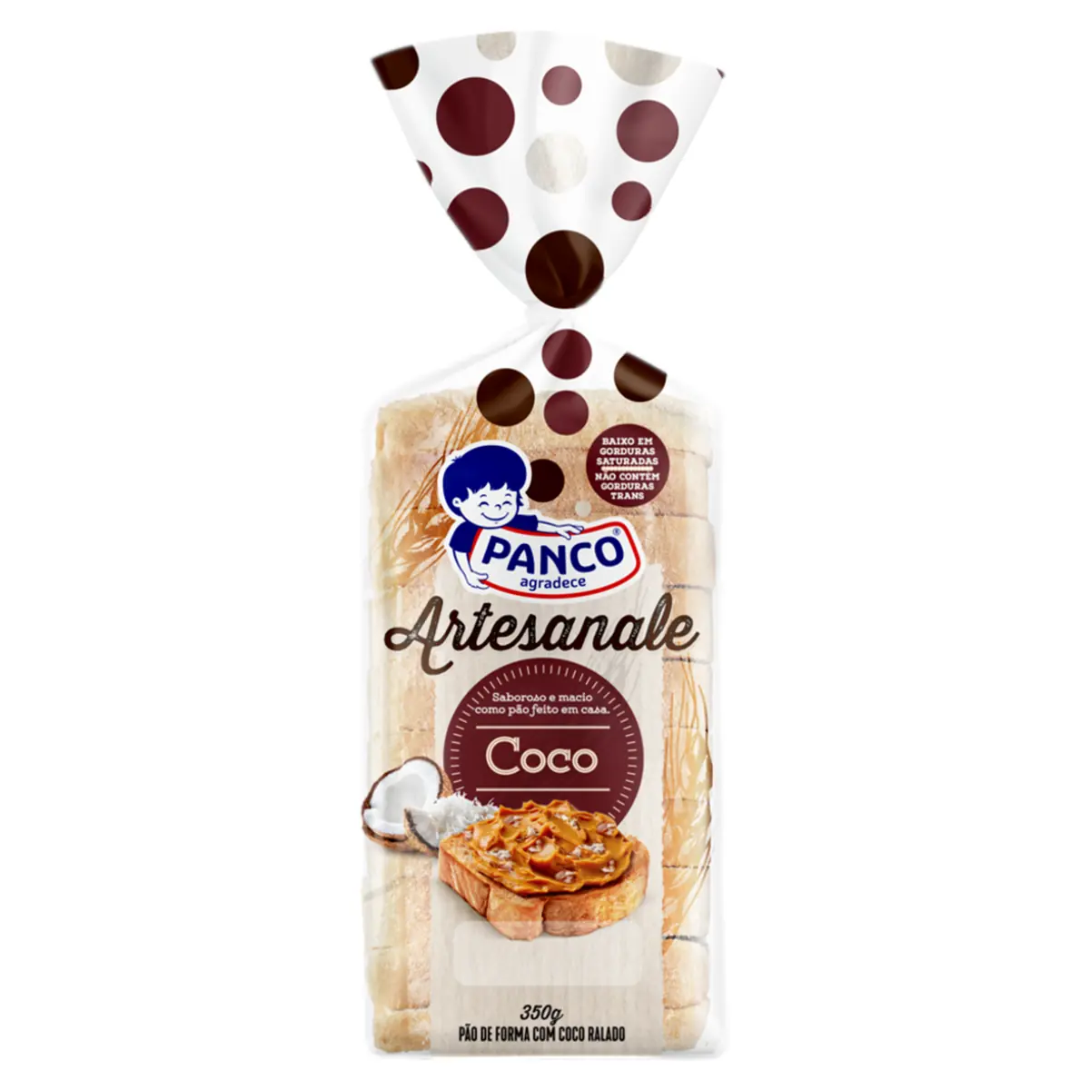 Pão De Forma Coco Panco Artesanale Pacote 350g