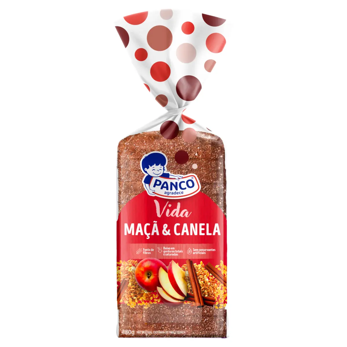 Pão De Forma Integral Maçã Canela Panco Vida Pacote 350g