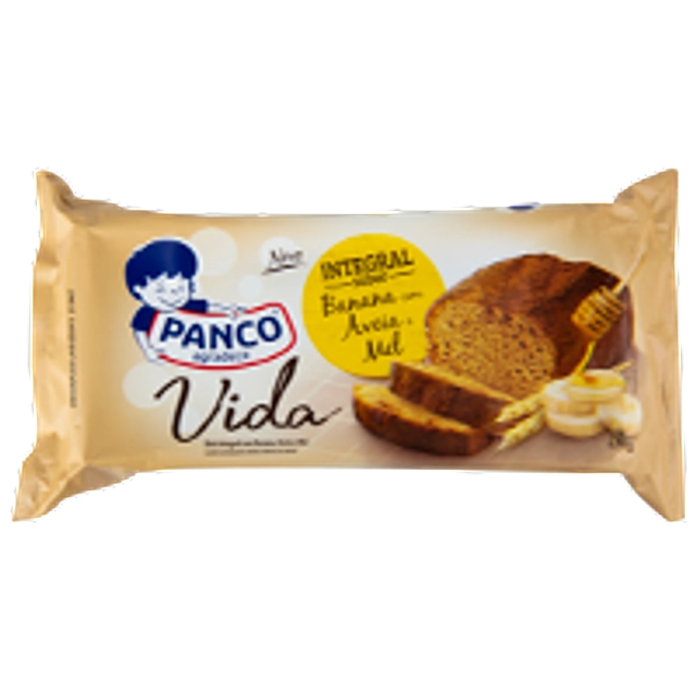 Bolo Integral Banana Com Aveia E Mel Panco Vida Pacote 250g