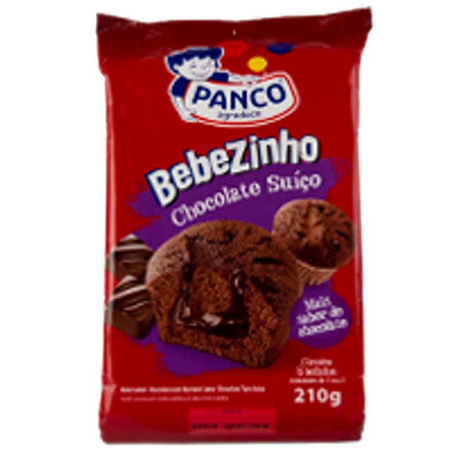 Bolo Chocolate Recheio Chocolate Suíço Panco Bebezinho Pacote 210g 6 Unidades