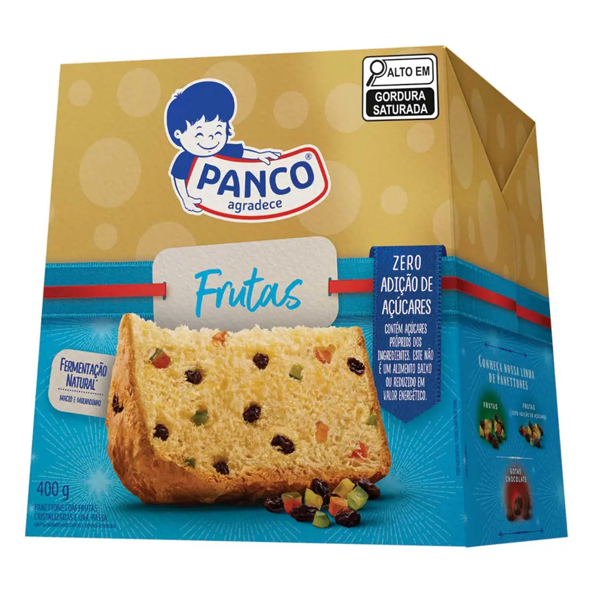 Panetone com Frutas Cristalizadas e Uva Passa Panco Zero Açúcar 400g