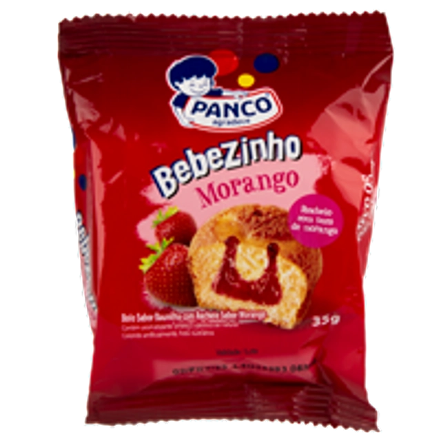 Bolo Baunilha Recheio Morango Panco Bebezinho Pacote 35g