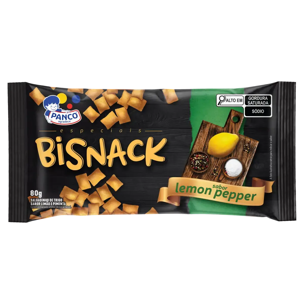 Salgadinho De Trigo Lemon Pepper Panco Bisnack Especiais Pacote 80g
