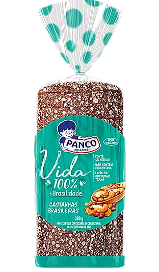 Pão Integral Castanhas Brasileiras Panco Vida Pacote 380g
