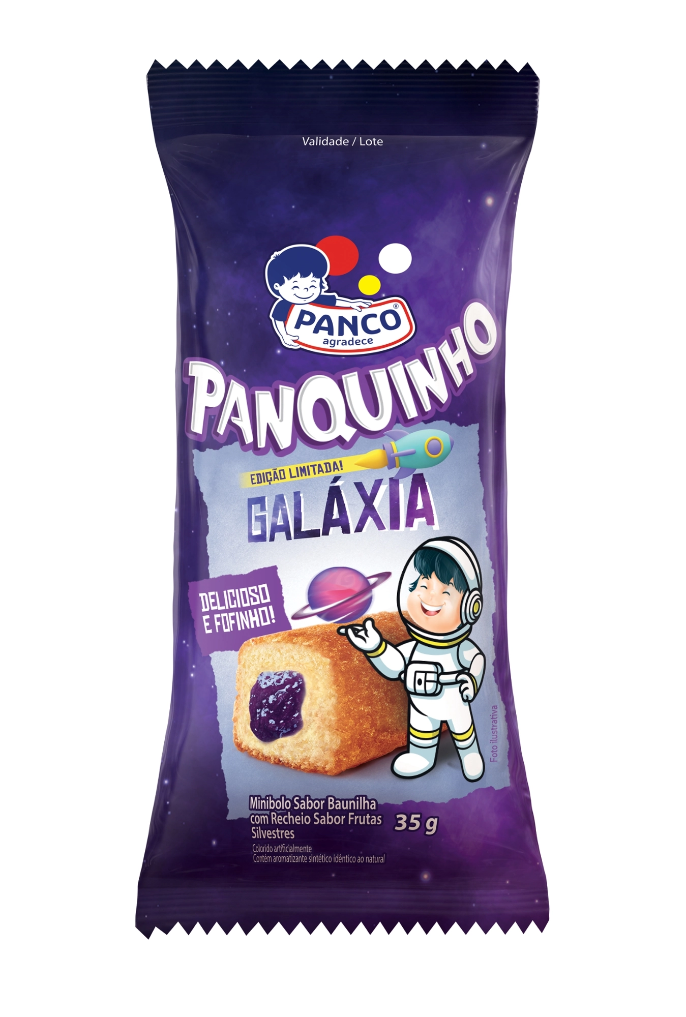 Minibolo Baunilha Recheio Frutas Silvestres Panco Panquinho Pacote 35g
